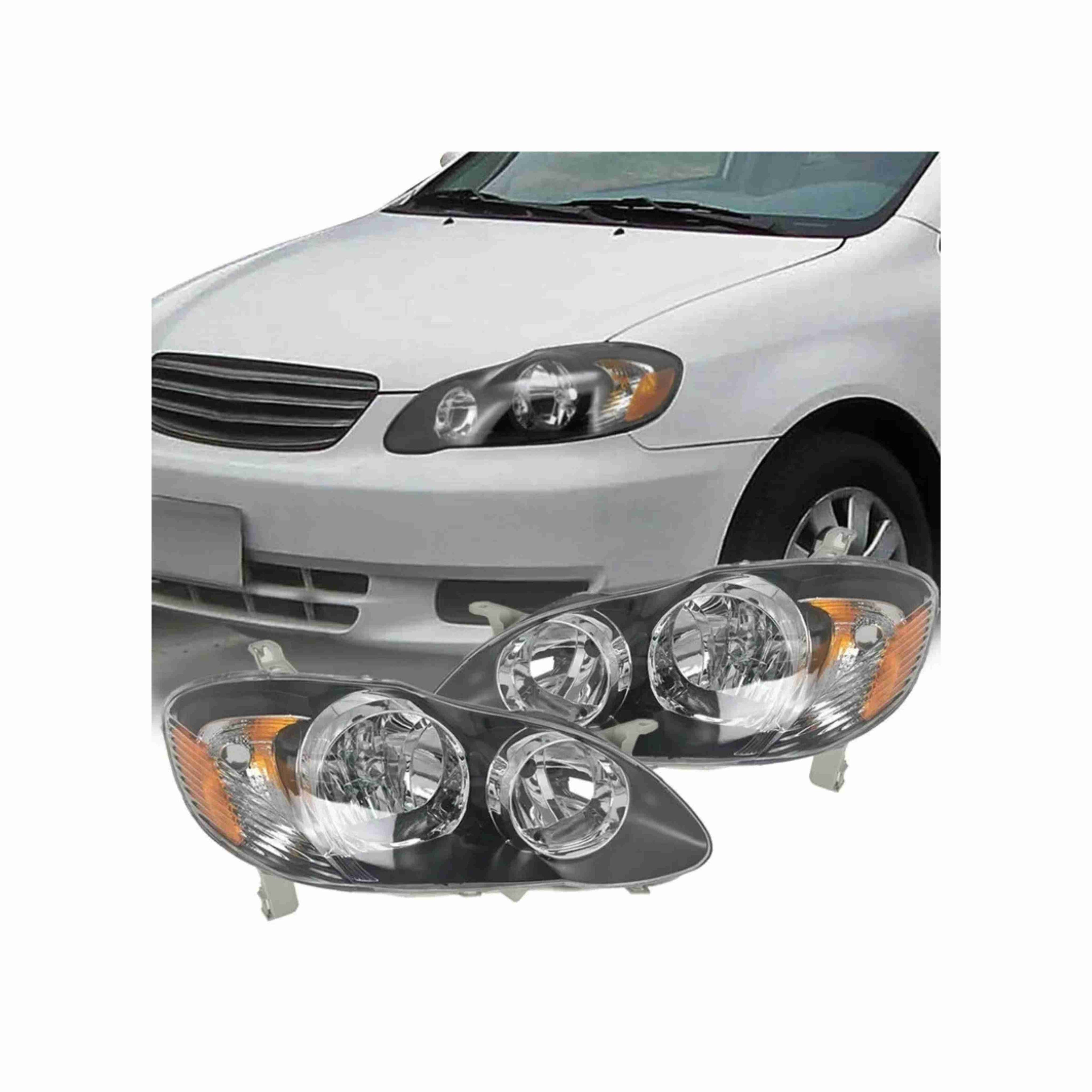 For 2003-2008 Toyota Corolla Clear Headlight Housing Black Headlamps Left+Right