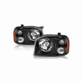 For 2001-2004 Nissan Frontier XE Assembly Headlights Headlamp Black RH+LH Pair