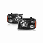For 2001-2004 Nissan Frontier XE Assembly Headlights Headlamp Black RH+LH Pair