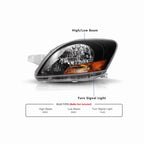 For 2007-2011 Toyota Yaris Sedan Clear Lens Headlight Assembly Headlamp Housing Black Left+Right