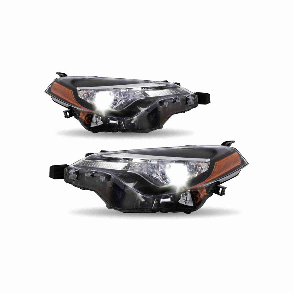 For 2017-2019 Toyota Corolla LE L CE Headlight Halogen Lamp Black Set Left+Right