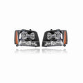 For 2007-2014 Chevrolet Tahoe Suburban Avalanche Black Headlamps Clear Lens Headlights Left+Right