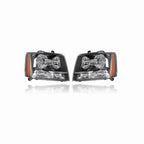For 2007-2014 Chevrolet Tahoe Suburban Avalanche Black Headlamps Clear Lens Headlights Left+Right