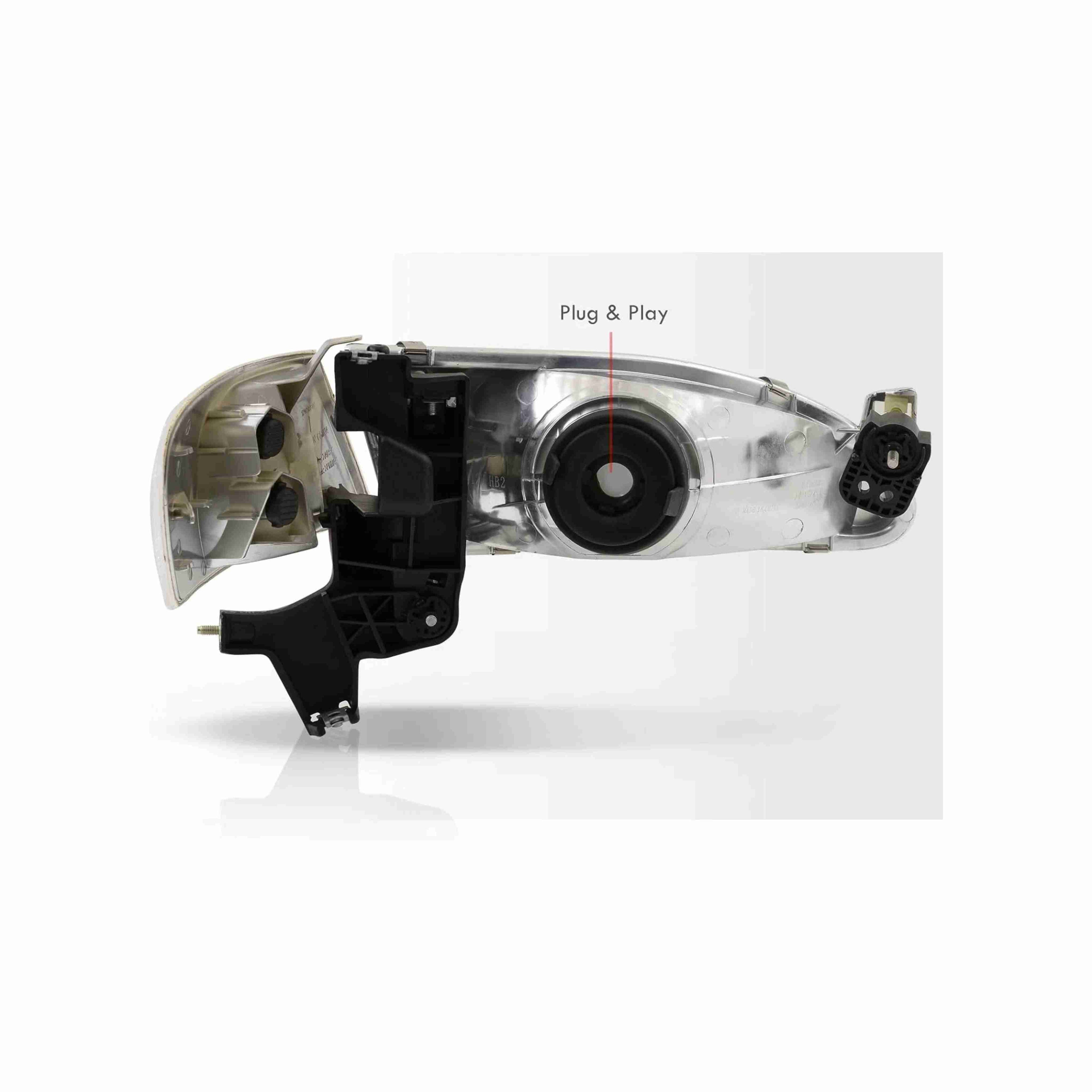 For 1998-2000 Toyota Corolla Black Housing Headlamp Clear Headlight Left+Right