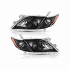 For 2007-2009 Toyota Camry Projector Clear Headlight Black Headlamp Left+Right
