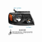 For 2004-2008 Ford F-150 06-08 Mark LT Clear Lens Assembly Headlights Black Housing Amber Corner Left+Right