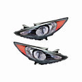 For 2011-2014 Hyundai Sonata Black Headlamp Halogen Clear Headlights Left+Right