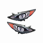 For 2011-2014 Hyundai Sonata Black Headlamp Halogen Clear Headlights Left+Right