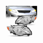 For 2009-2010 Toyota Corolla Headlights Housing Chrome Clear Lamp Left+Right Set