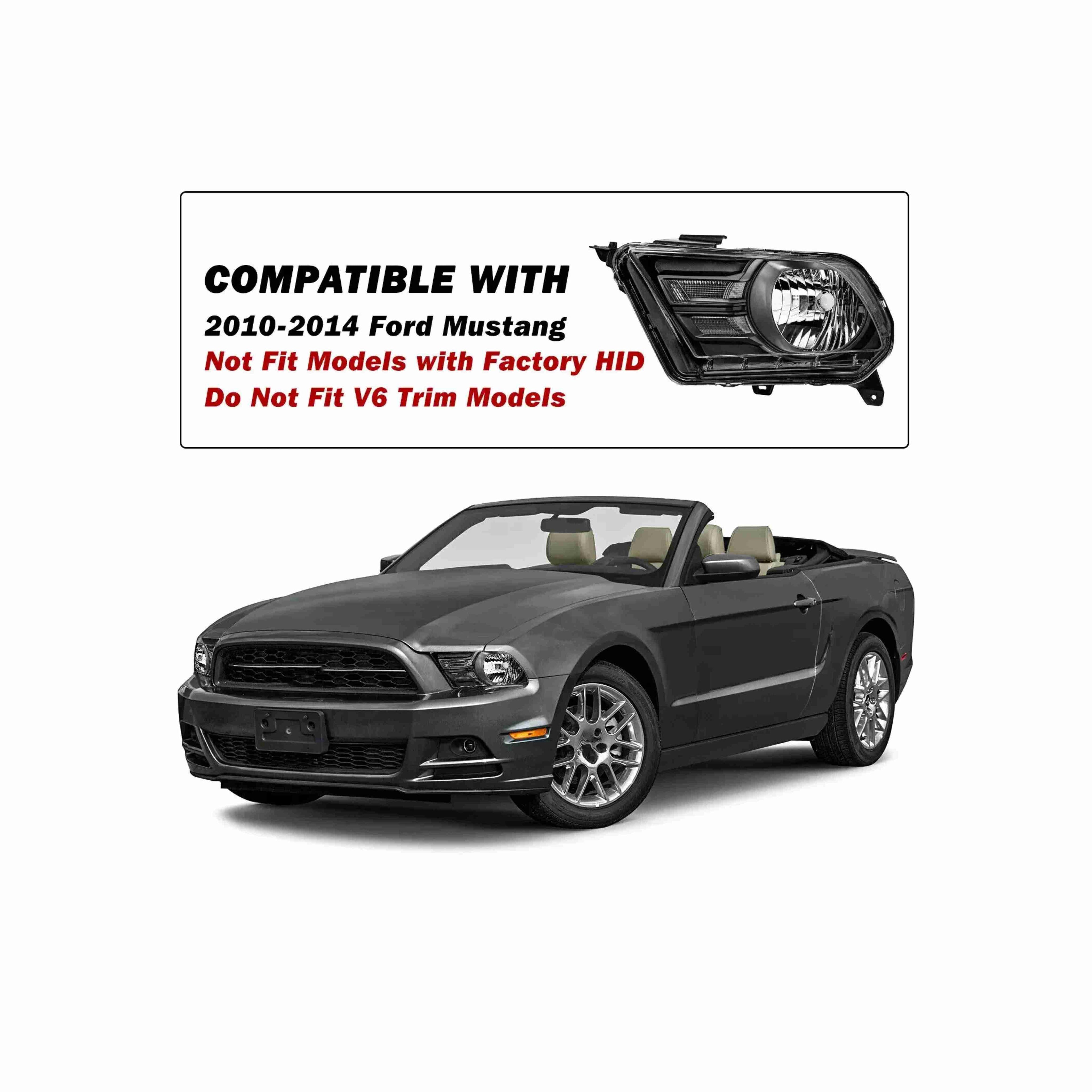 For 2010-2014 Ford Mustang Black Housing Headlight Chrome Corner Lamp Left+Right