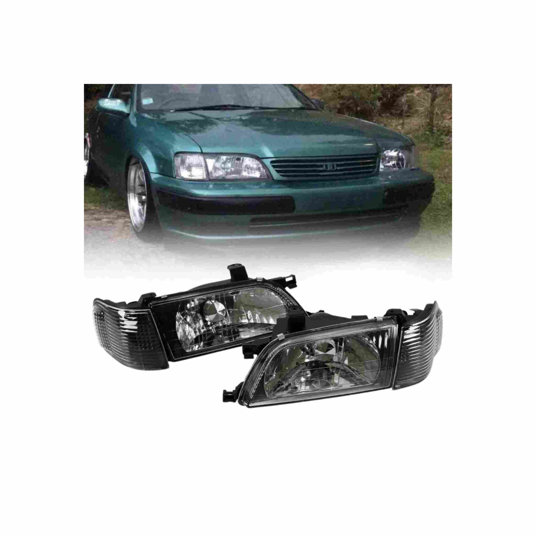 For 1995-1999 Toyota Tercel Headlight Clear Lens HeadLamp Black Set Left+Right