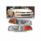 For 1997-2001 Mitsubishi Mirage Sedan Lamp Headlight+Corner Chrome Left+Right