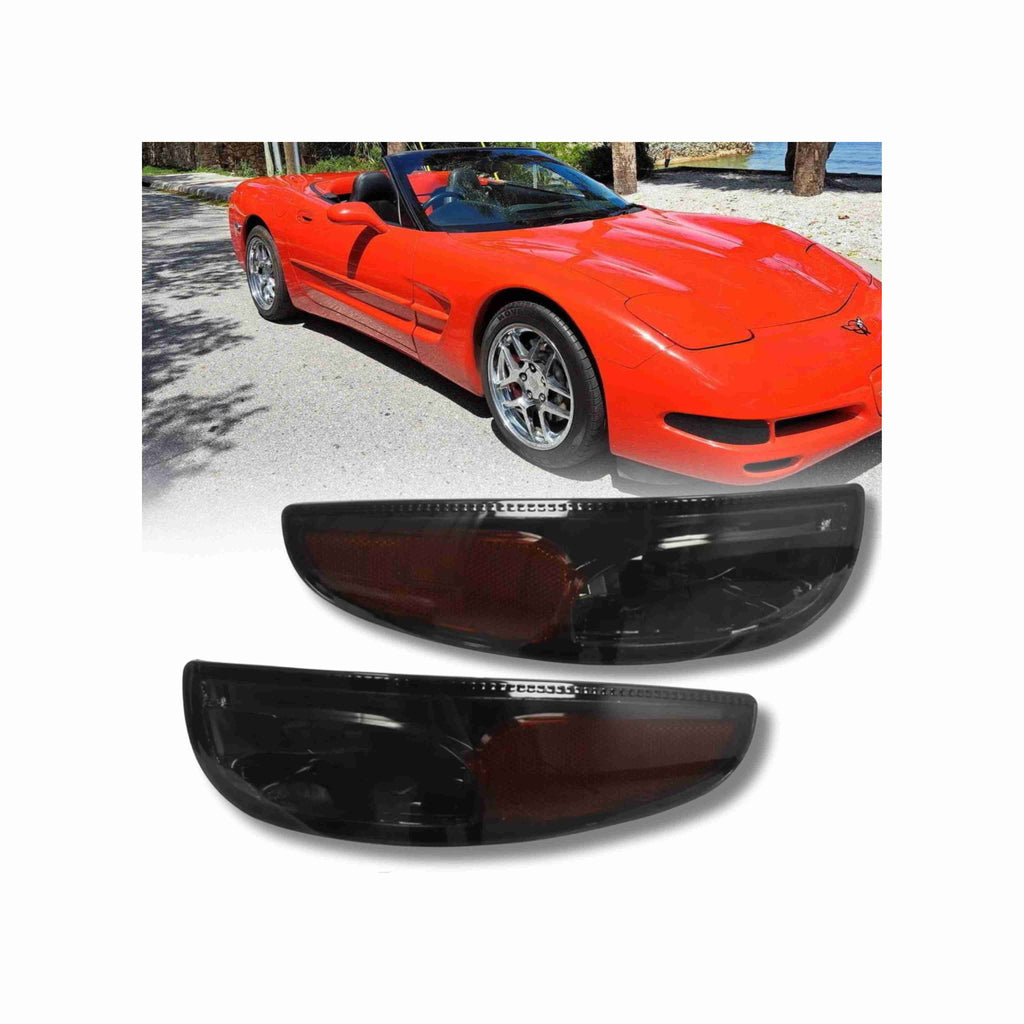 For 1997-2004 Chevy Corvette C5 Smoke Lens Front Turn Signal Light Left+Right
