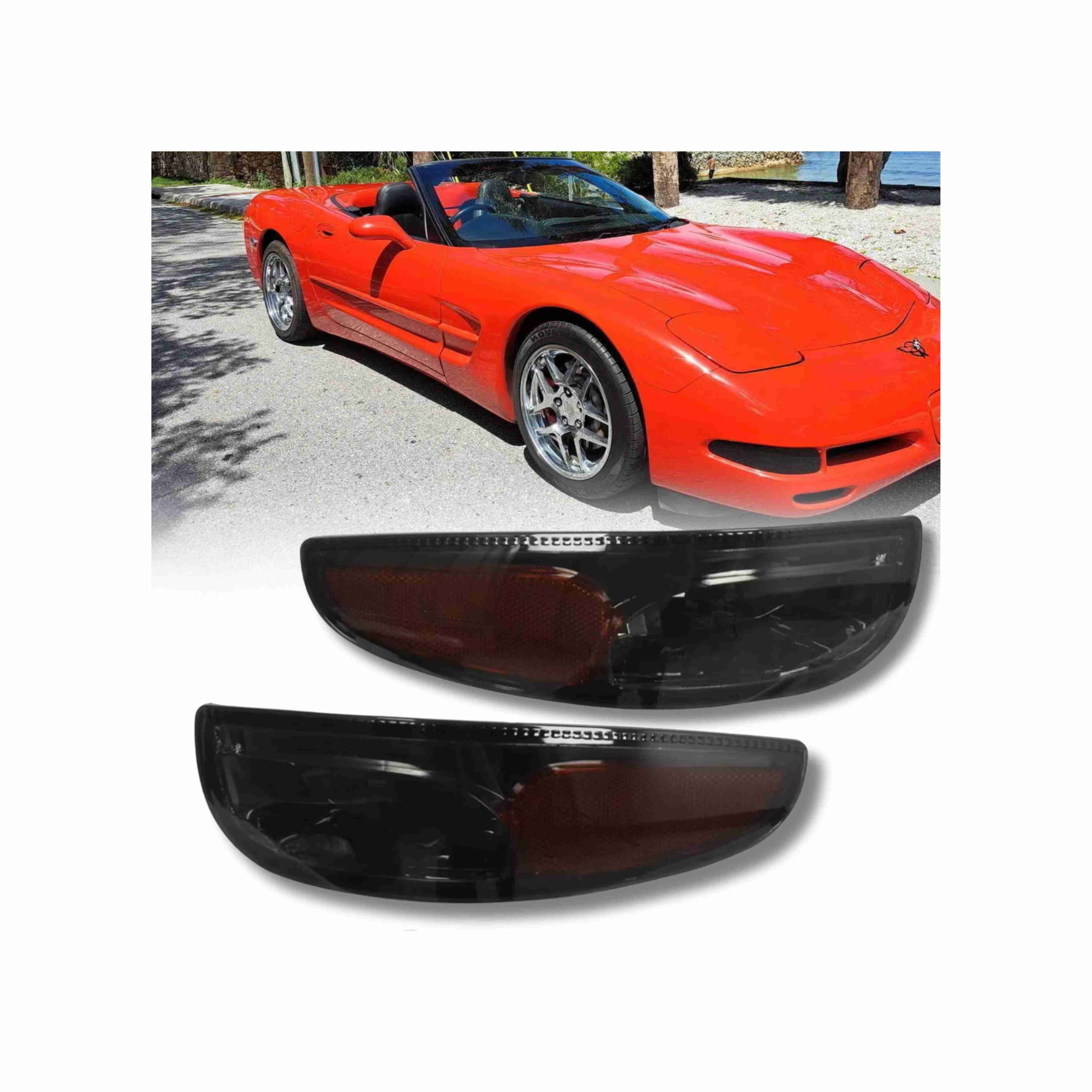 For 1997-2004 Chevy Corvette C5 Smoke Lens Front Turn Signal Light Left+Right