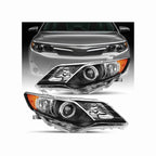 For 2012-2014 Toyota Camry Assembly Headlight Projector Housing Black Headlamp Clear Lens Left+Right
