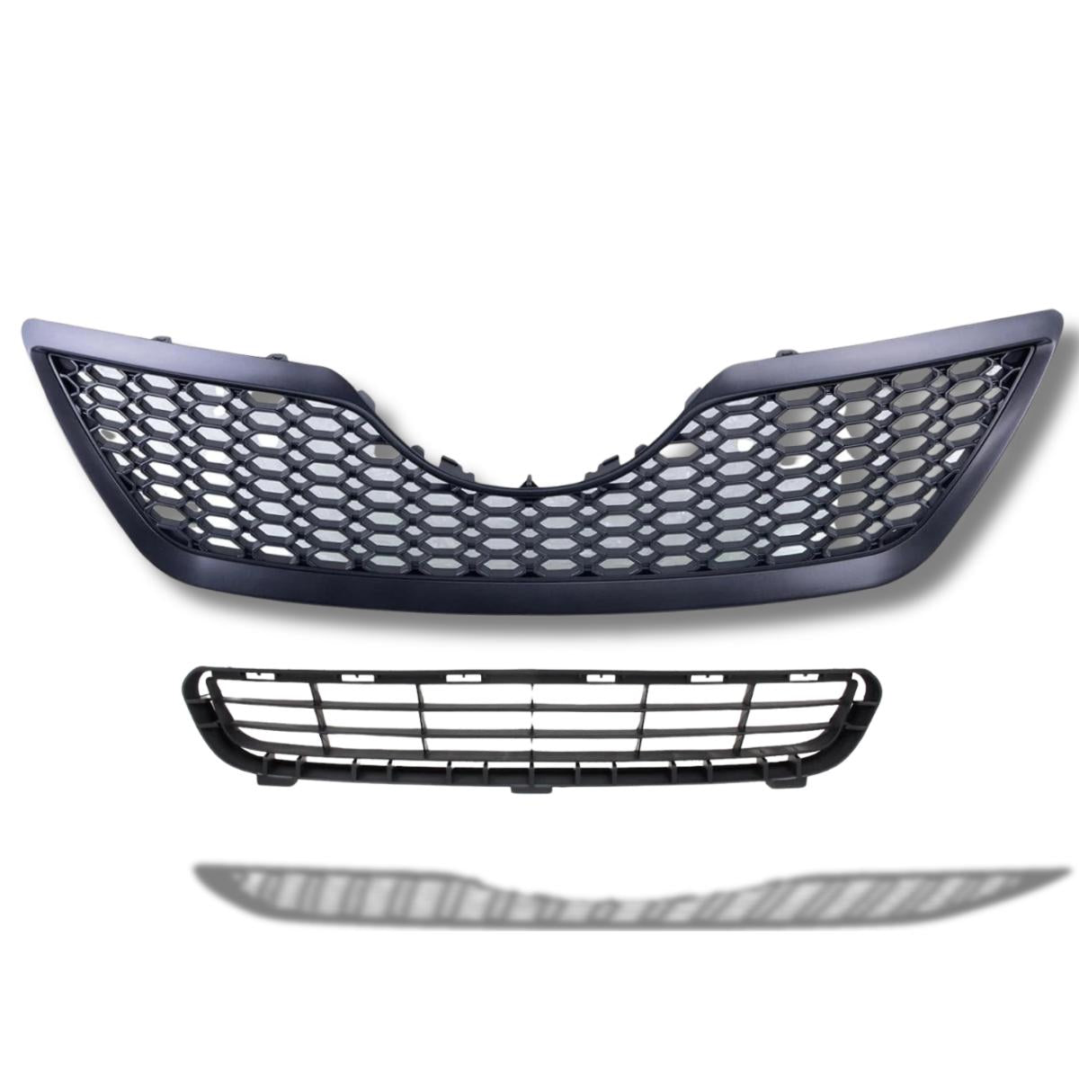 For 2007-2009 Toyota Camry Front Upper+Lower Grille Mesh Style Black Grill Set